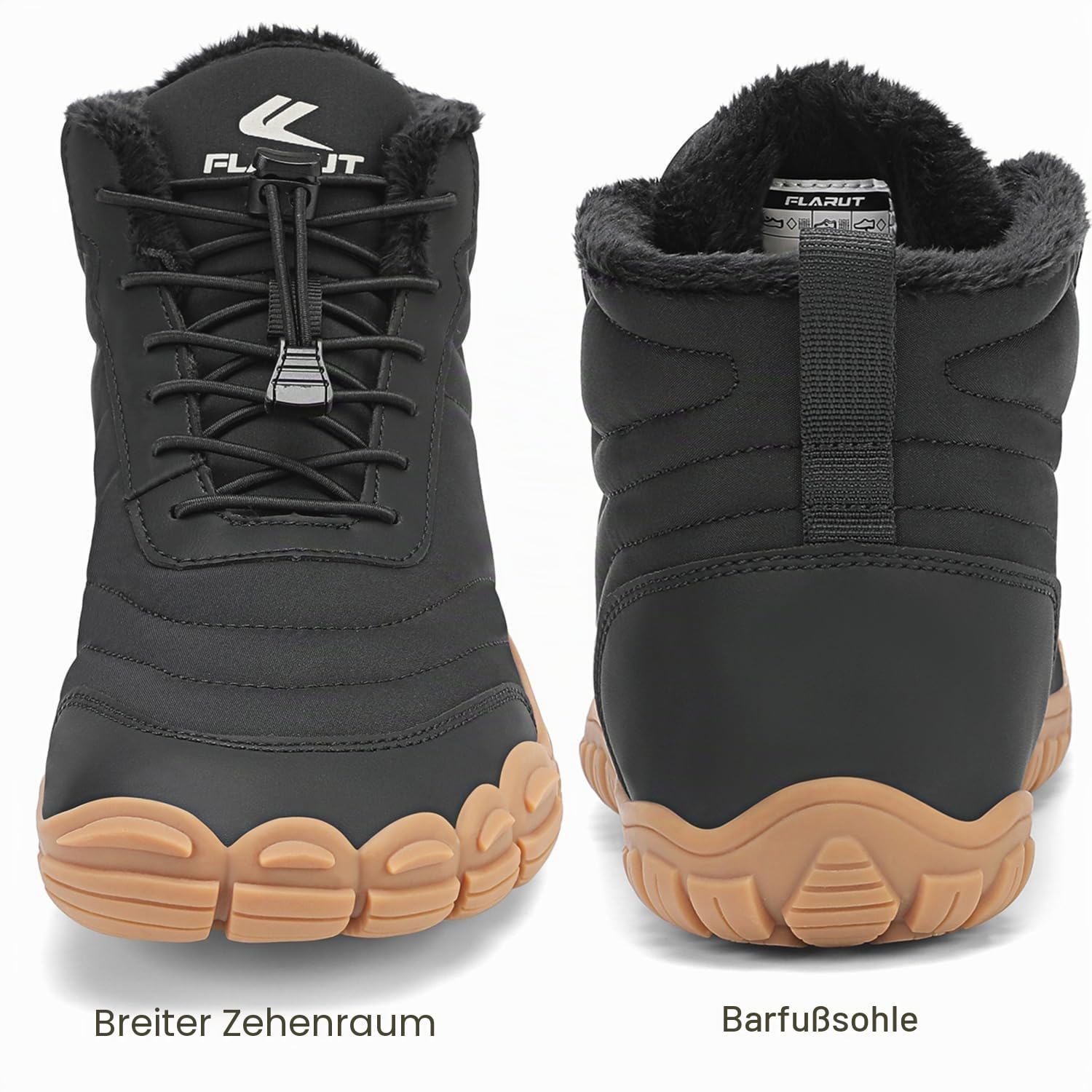 FLARUT Herren Damen Winter Barfußschuhe Winterschuhe Schnee | Warme Gefüttert,Breite Zehen,Leicht,Wasserabweisend,Rutschfest Gummisohle