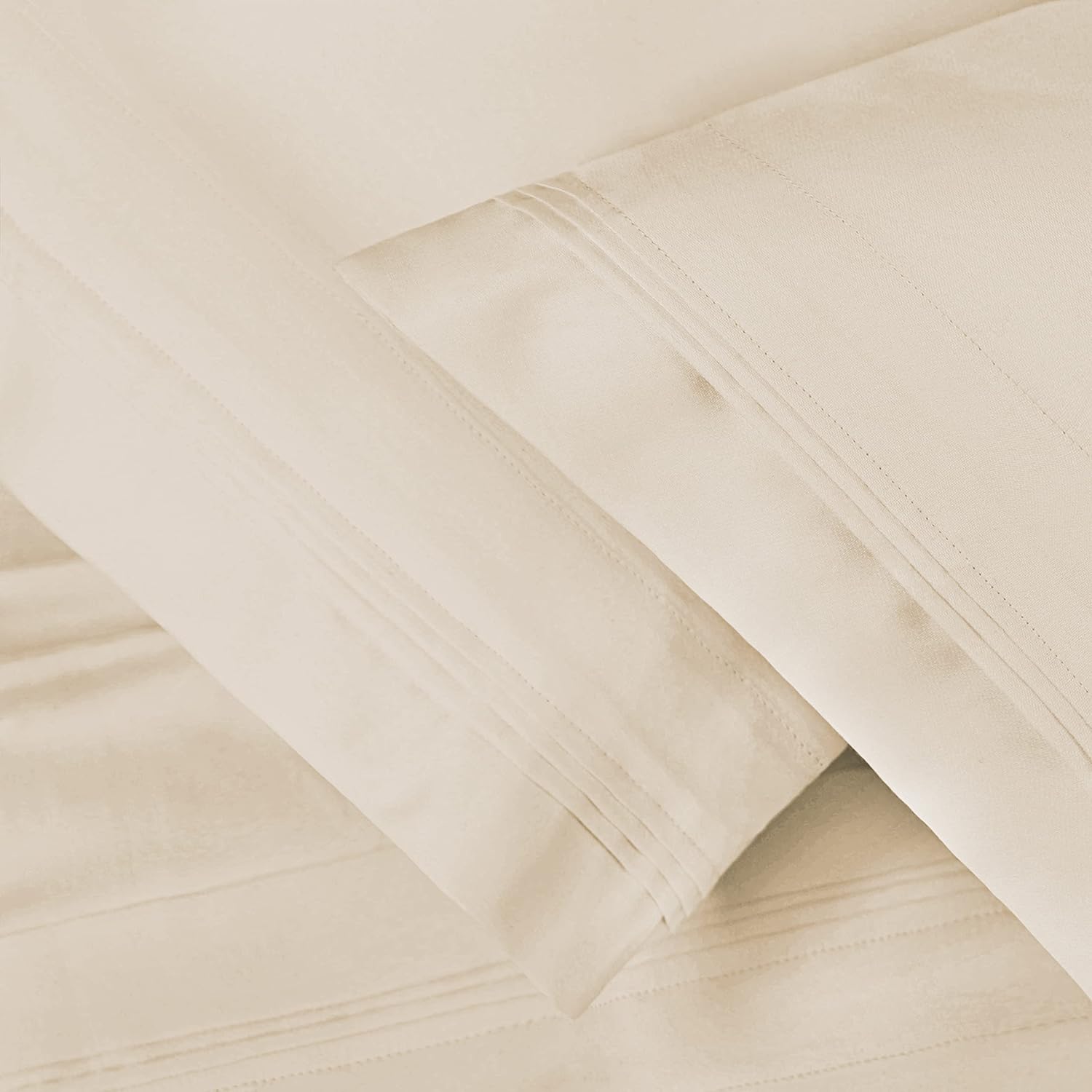 SUPERIOR 1000 Thread Count Egyptian Cotton Pillowcase Set, Pillow Covers for All Pillows and Sleepers, Soft Pillowcases for Bed Fashion, Basics, Large Cases, 2-Piece Set- Standard, Ivory