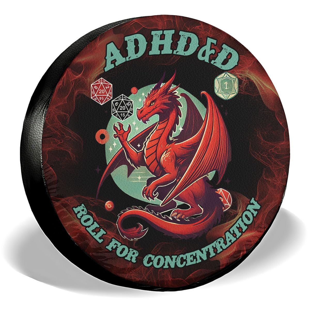 GENANY Fantasy Dragon Concentration Spare Tire Cover for RV Trailer, Waterproof, No Camera Hole, Size 14 Fits 24-26 Inch