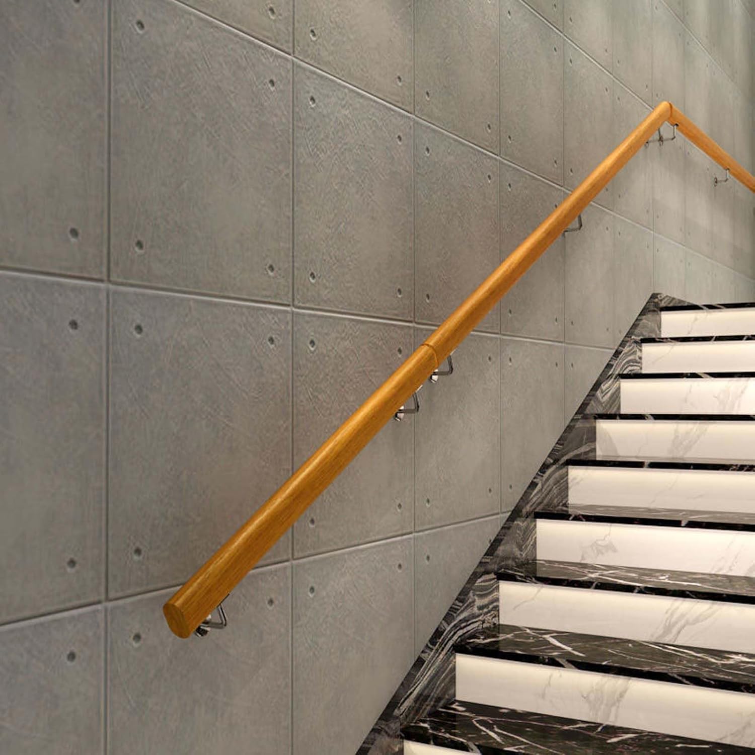 Pasamanos para escaleras, pasamanos de Madera, barandilla de Escalera Antideslizante, Barra de Agarre para escaleras sin barreras para Personas Mayores, pasamanos de Escalera montado en la p