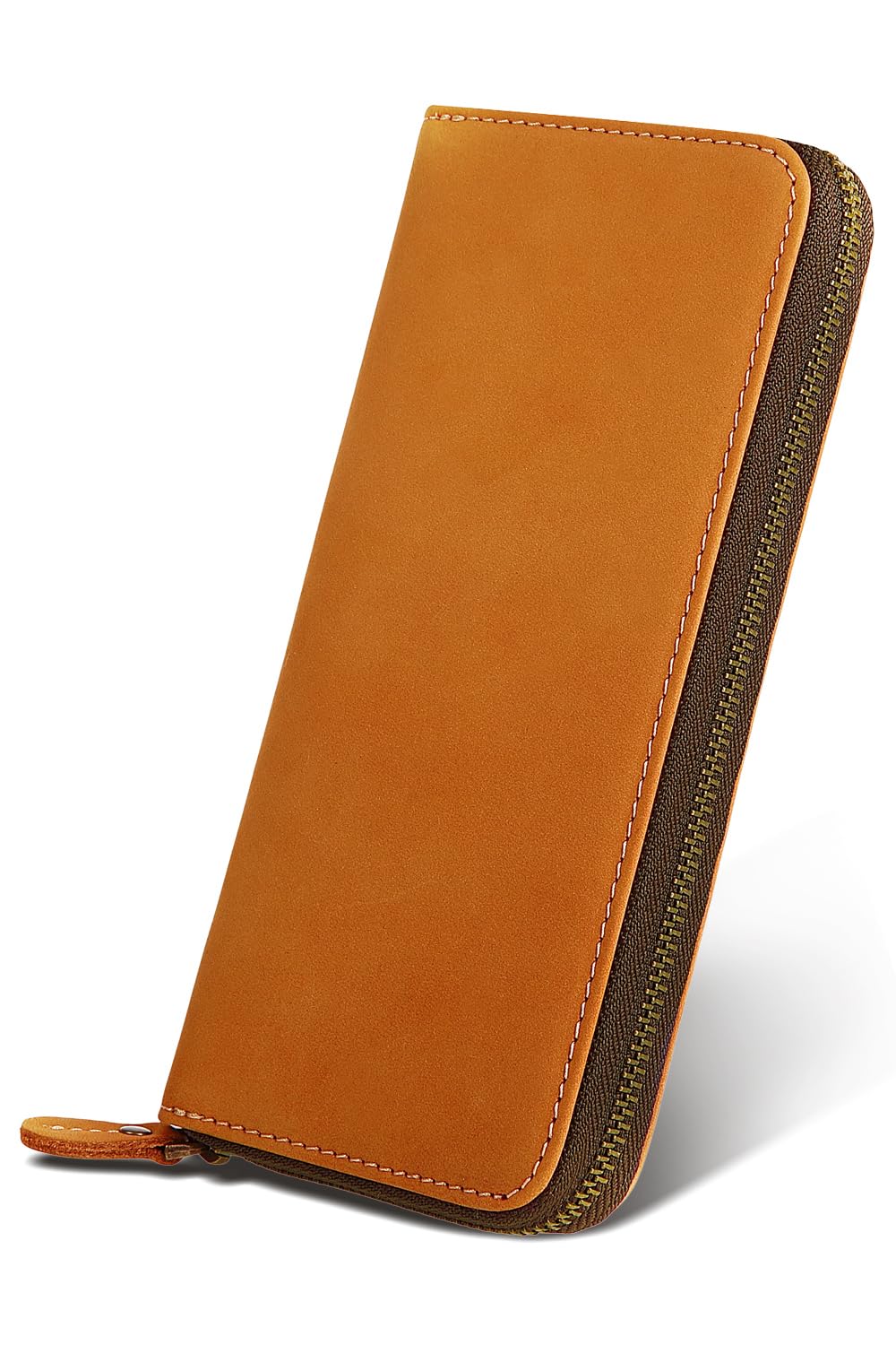 Kameto Bag Manufacturing Men's Long Wallet, Genuine Leather, Lightweight, Large Capacity (Uses YKK Zipper), Large Capacity, Coin Purse, Card, Cowhide Leather, Stylish, Camel : Clothing, Shoes & Jewelr