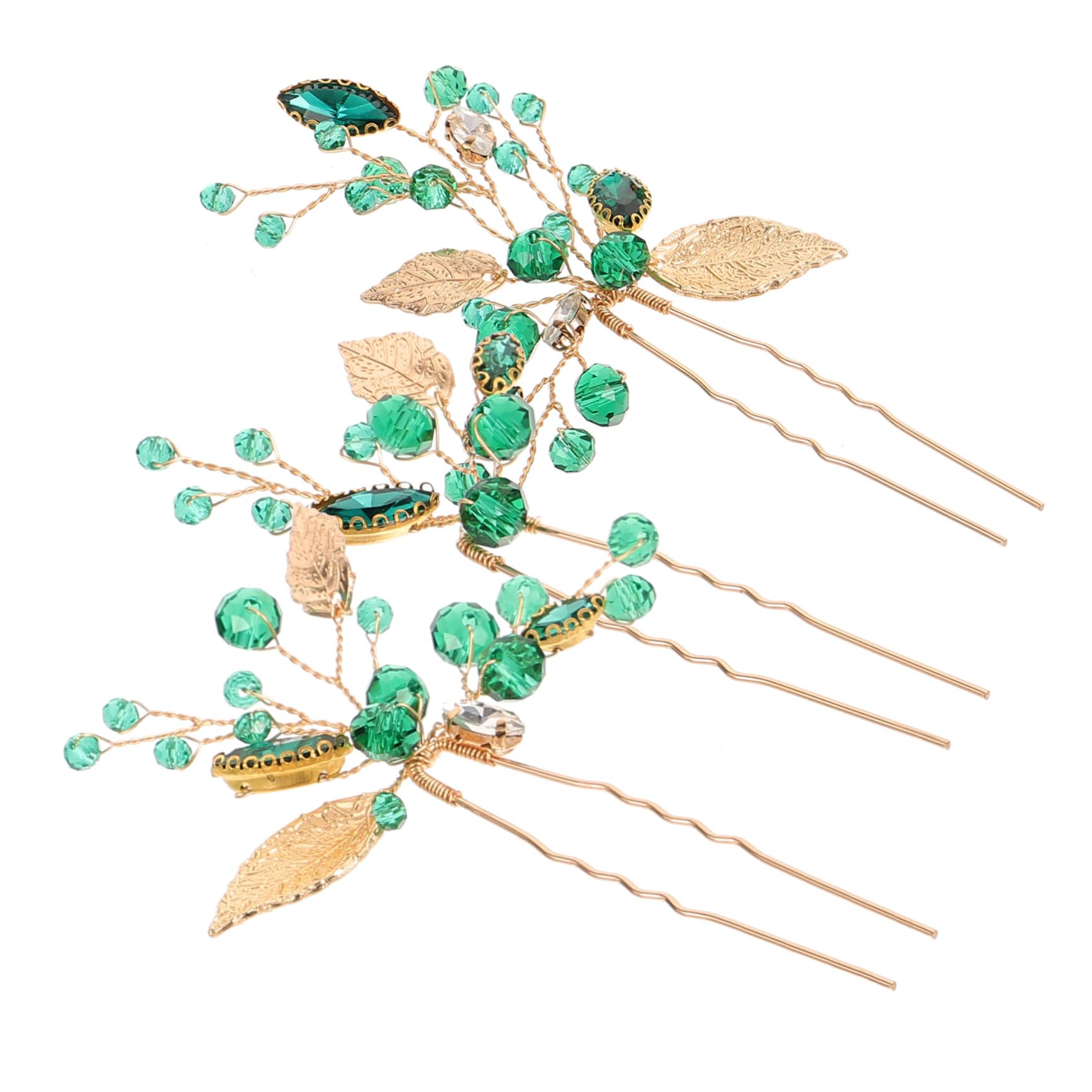 Beavorty 15stücke Kristall Haarnadeln Für Braut Handgemachte Hochzeits-haaraccessoires Mit Eleganten Grünen Blättern Für Besondere Anlässe Und Hochzeiten