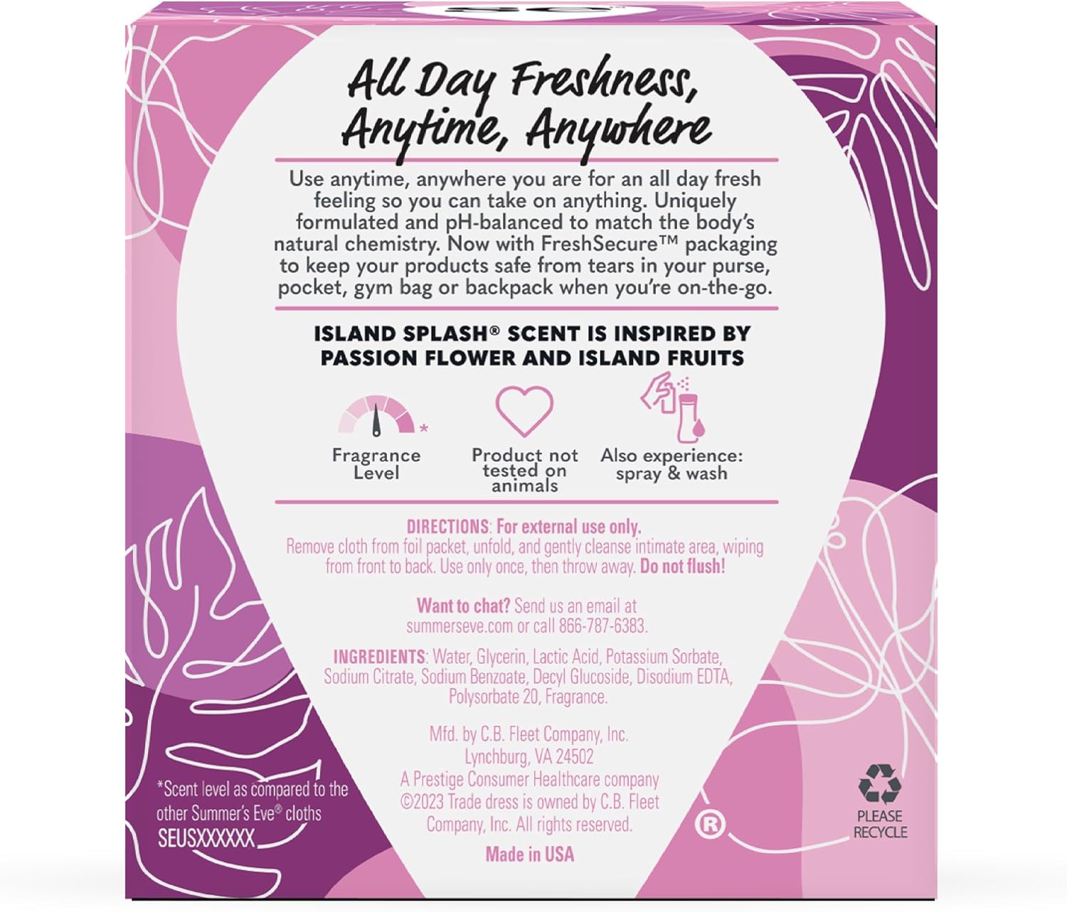 Summer's Eve Feminine Wipes, Island Splash, 12 Count, 5 Pack | Removes Odor | pH Balanced | Daily Refreshing