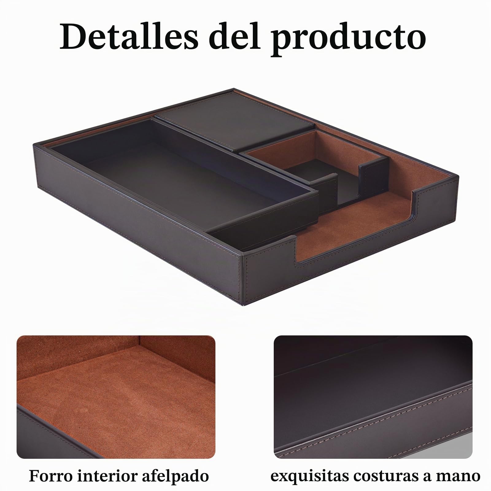 Set de escritorio XNONE, Set de escritorio de PU cuero, con organizador de escritorio, portaplumas, porta notas, bandeja para cartas, mesa de oficina para hombres y mujeres, mesa de oficina (Marrón)