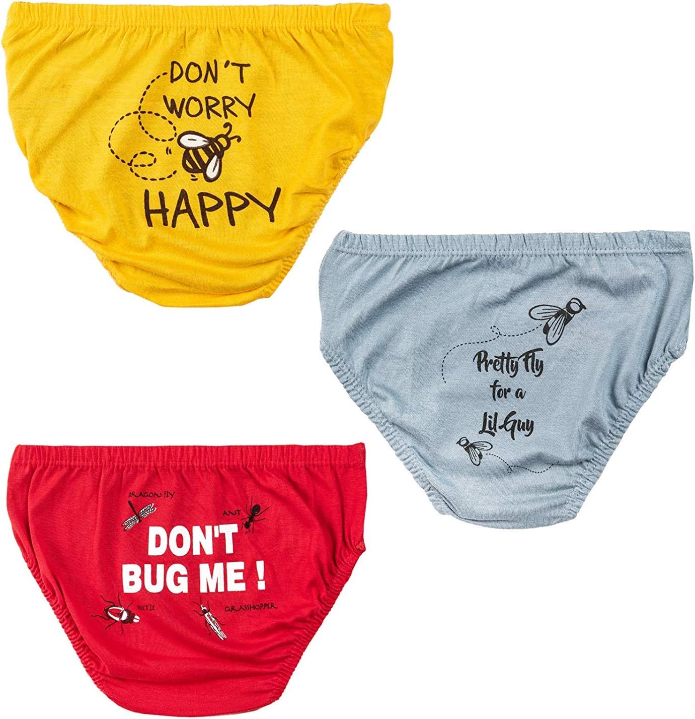 YouGotPlanB 100% cotton Creepy Crawly - Boy Underwear (set of 3), 1-2 years