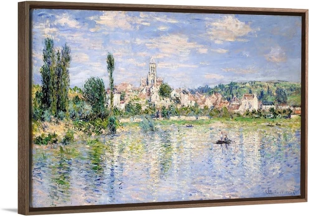 CANVAS ON DEMAND Vetheuil in Summer Canvas Wall Art Print by Claude Monet, Classic, Impressionism, Home Decor, Summer Artwork,48" x32in