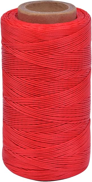 Waxed Thread 284 Yards 150D 0.8MM Leather Sewing Waxed Thread for Shoe Repairing Bookbinding Leather Craft DIY ( Red, 11# )