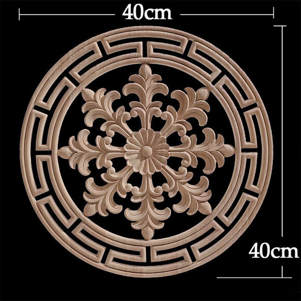 LIJUCAI Figuras de Madera Marco de Madera Aplique de Madera Sobrepuesto Calcomanía de Madera Clásico Exquisito Hojas Florales Antiguas Paredes de Madera para decoración del hogar, Y45,40