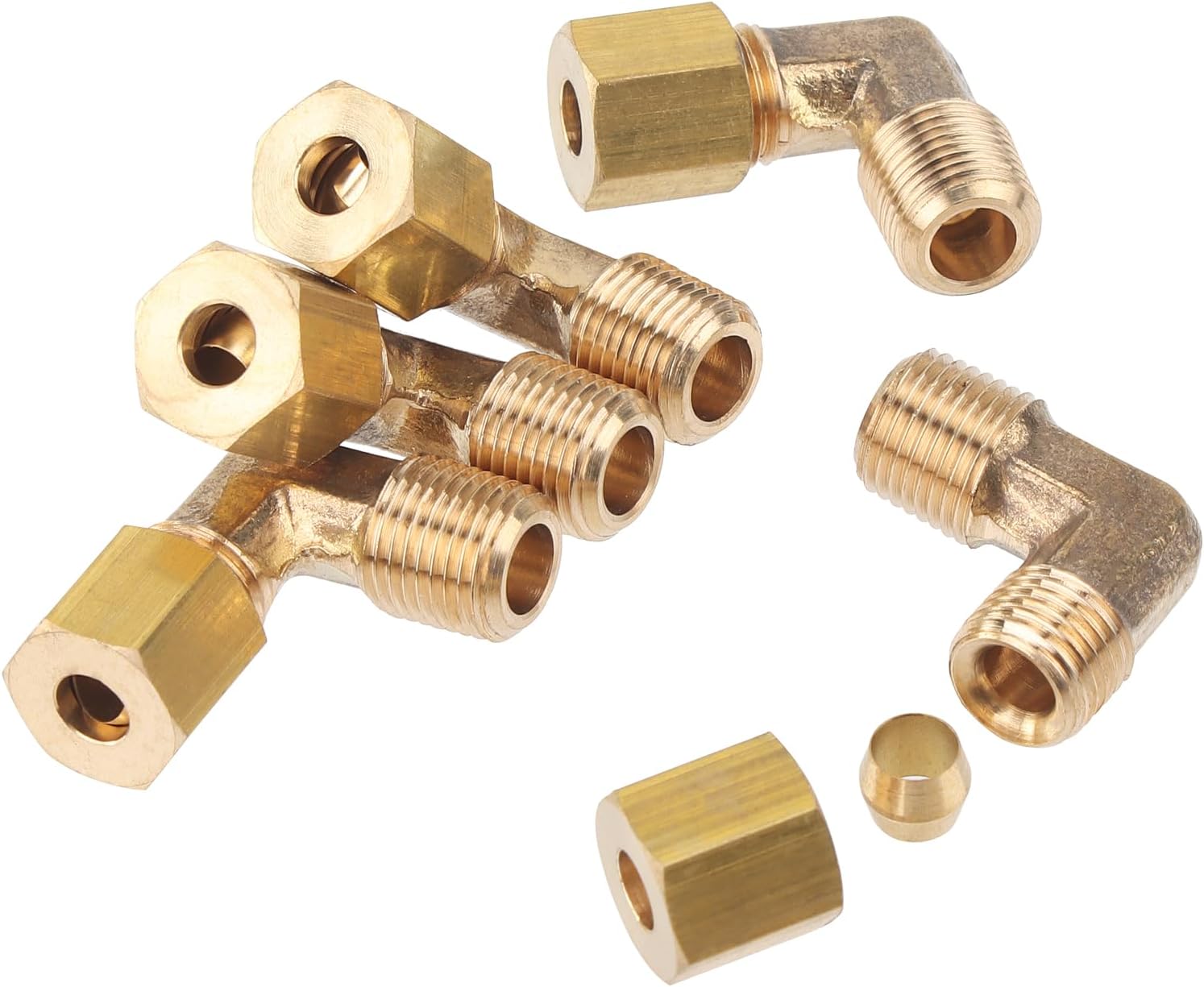 LTWFITTING 3/16-Inch OD x 1/8-Inch Male NPT 90 Degree Compression Elbow,Brass Compression Fitting (Pack of 5)