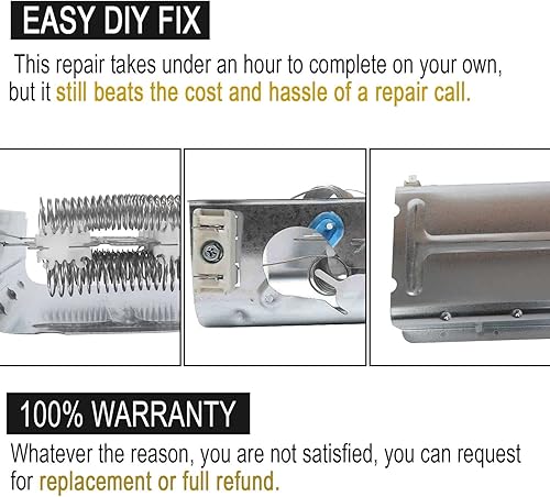 Miniatura 6 de ELEMENTO DE CALEFACCIÓN DE SECADORA MEJORADA 279838 de Seentech, Compatible con Secadoras Eléctricas Whirlpool y Kenmore - Reemplaza 2438 3398064
