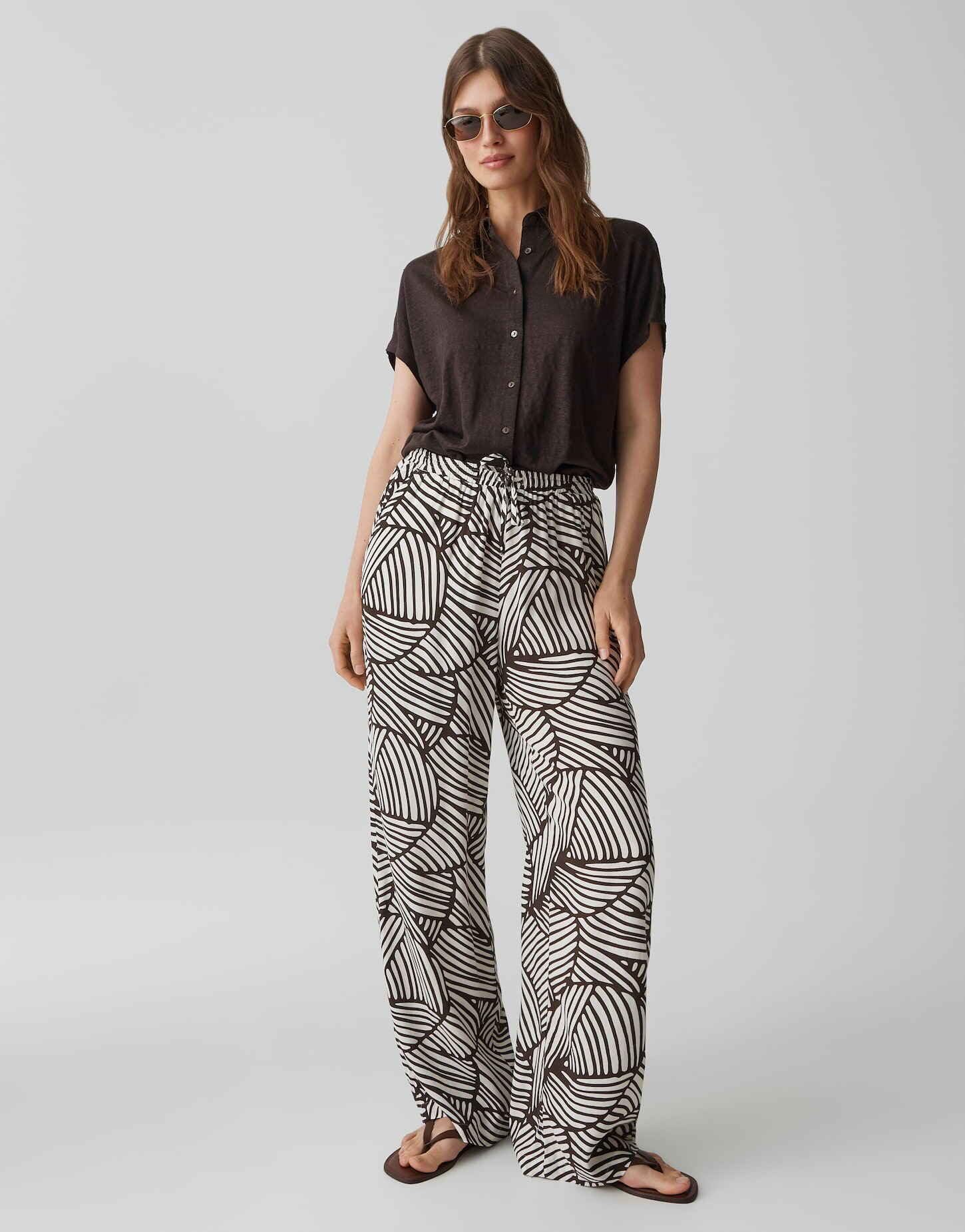 OPUS Damen Wide Leg Pants | MAROU Botanical Wide Leg Pants aus feiner Krepp Viskose