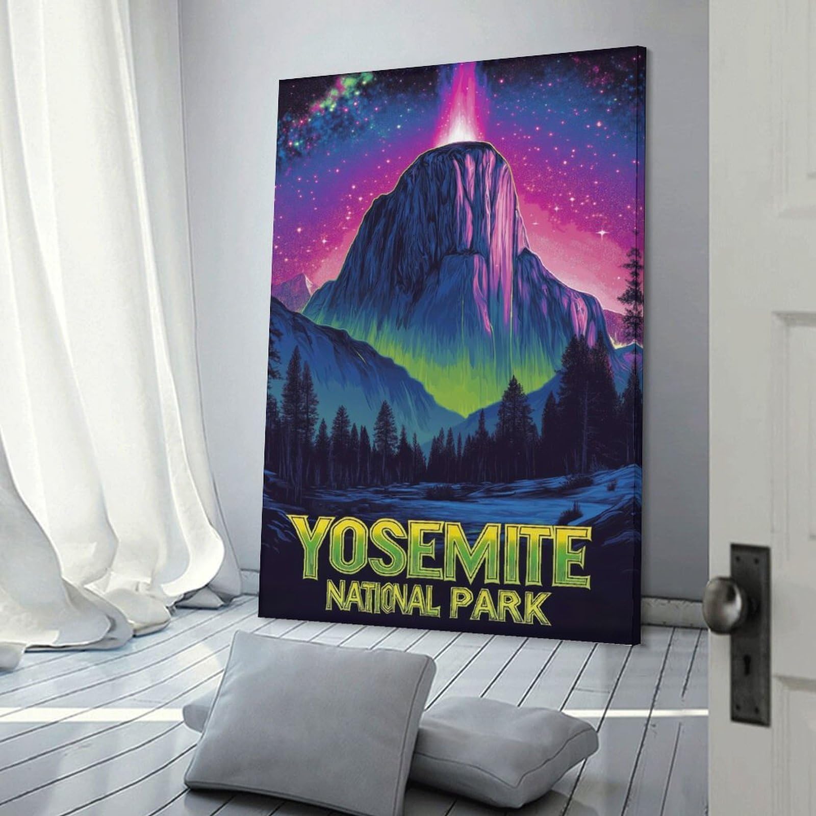 Junmoney Frame-Style-1 Canvas Wall Decor Yosemite National Park Poster Poster, Picture, Metal Print, Paint By Guldesignco, 24X36inch(60X90cm), For Home Lounge, Bedroom Or Reading Nook, Eye Catching Artwork For Blank Walls
