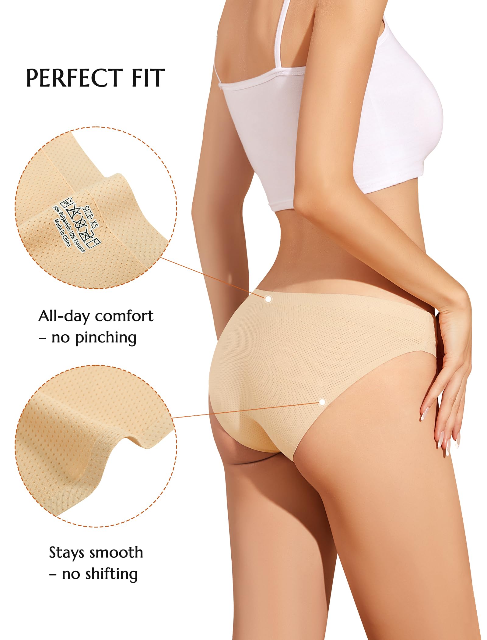 Ansukoo Majtki Damskie,Bezszwowe Bielizna Damska,Niski Stan Figi | Women Underwear,Sportowe Kobiet MięKka Panties,Wielopak 6 Sztuk