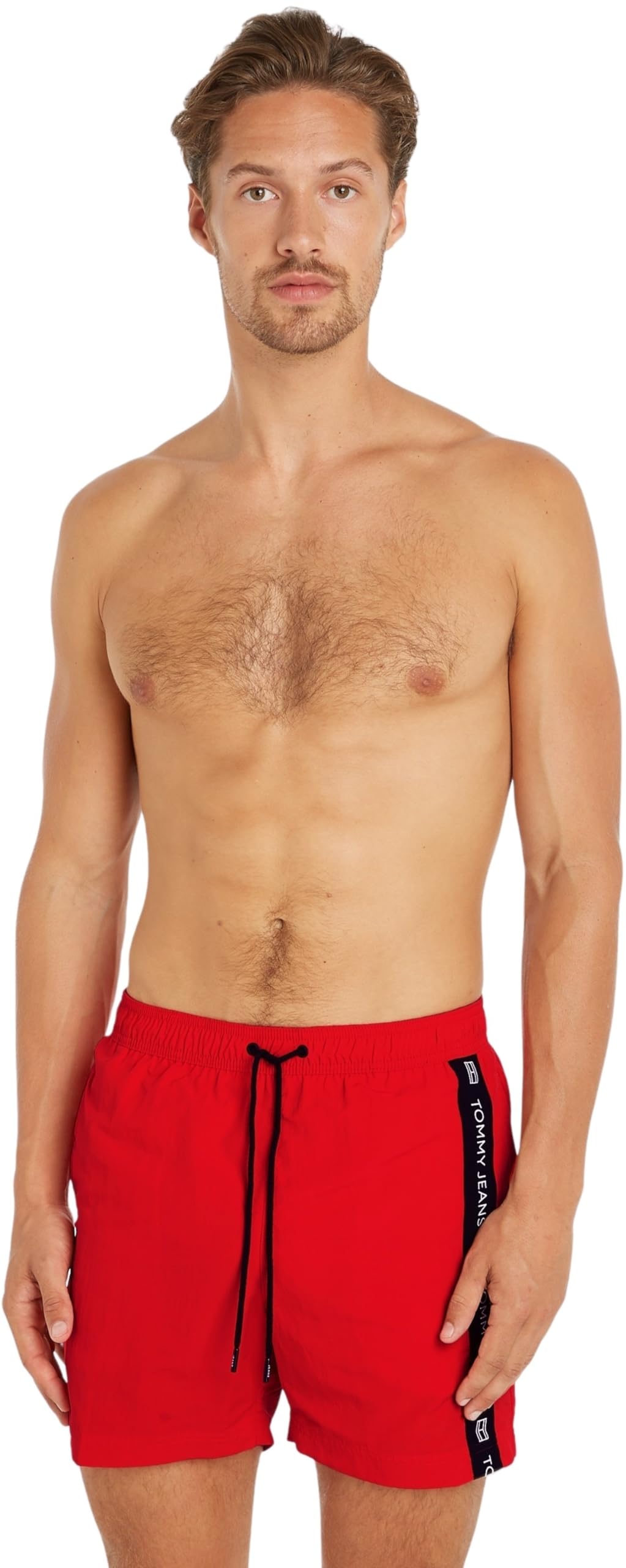 Tommy Jeans Bañador Hombre Medium Drawstring Pernera media, Rot (Rojo), S
