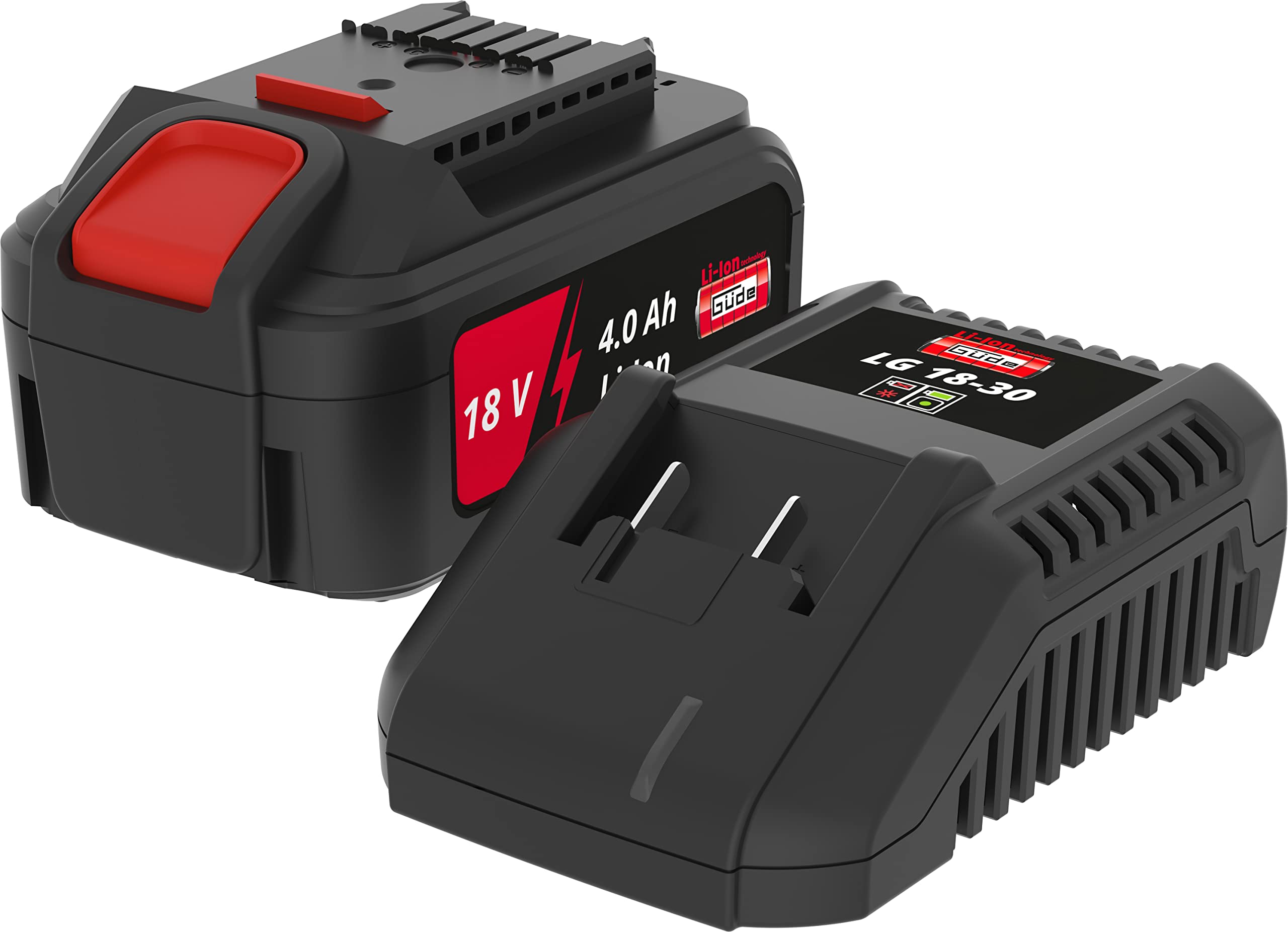 Güde LGAP 18-3040 58553 - Cargador con batería (4 Ah, cargador rápido de 3 A), color negro