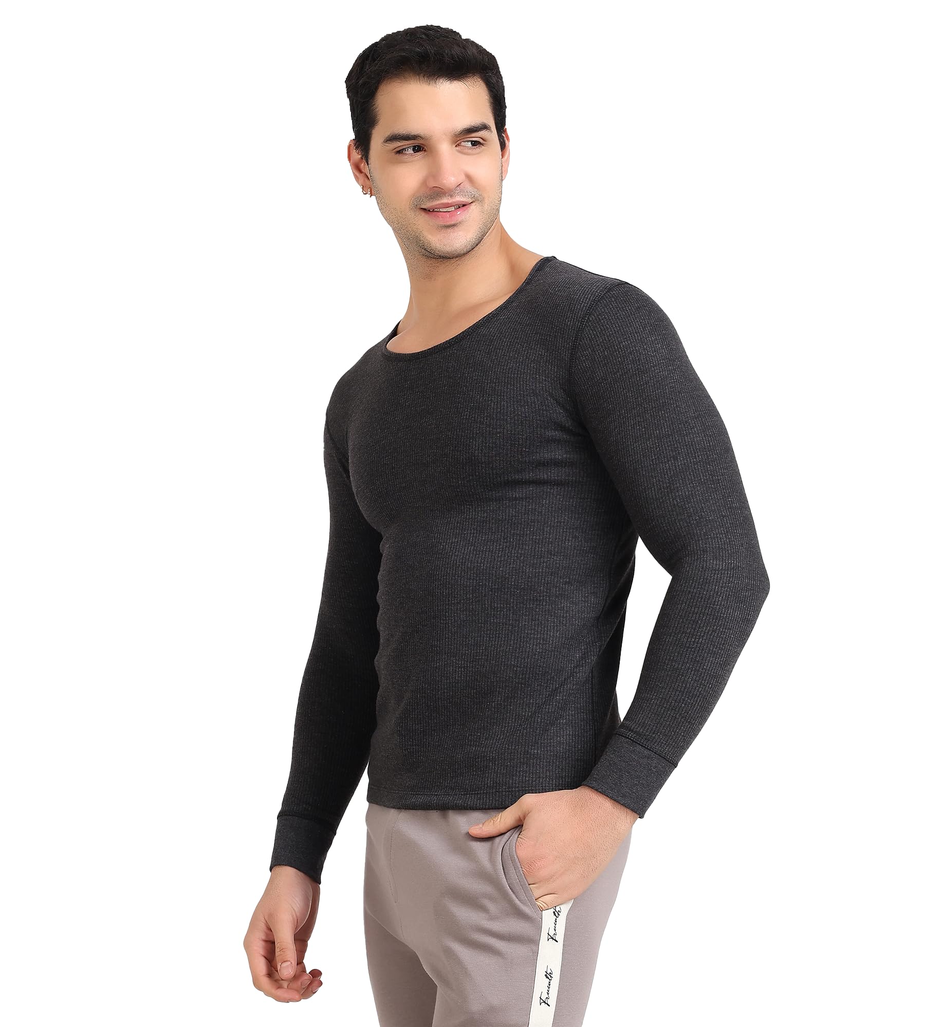freecultr Men's Thermal Vest | Antibacterial, Skin Friendly with Pure Cotton Blazetech Heat Retention | Slim Fit Solid (Full Sleeve)-picture-12