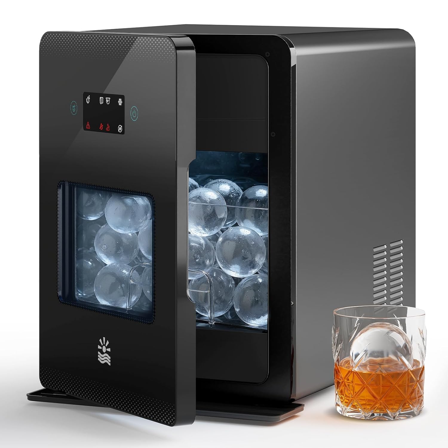 Ice Ball Maker for Clear Ice Spheres - 4 pcs/35min, 144 Balls/Day, Smart Control, Fast Ice Machine, Self-Cleaning and Manual/Auto Water Supply, Quiet Home & Bar Ice for Whiskey Bourbon Parties