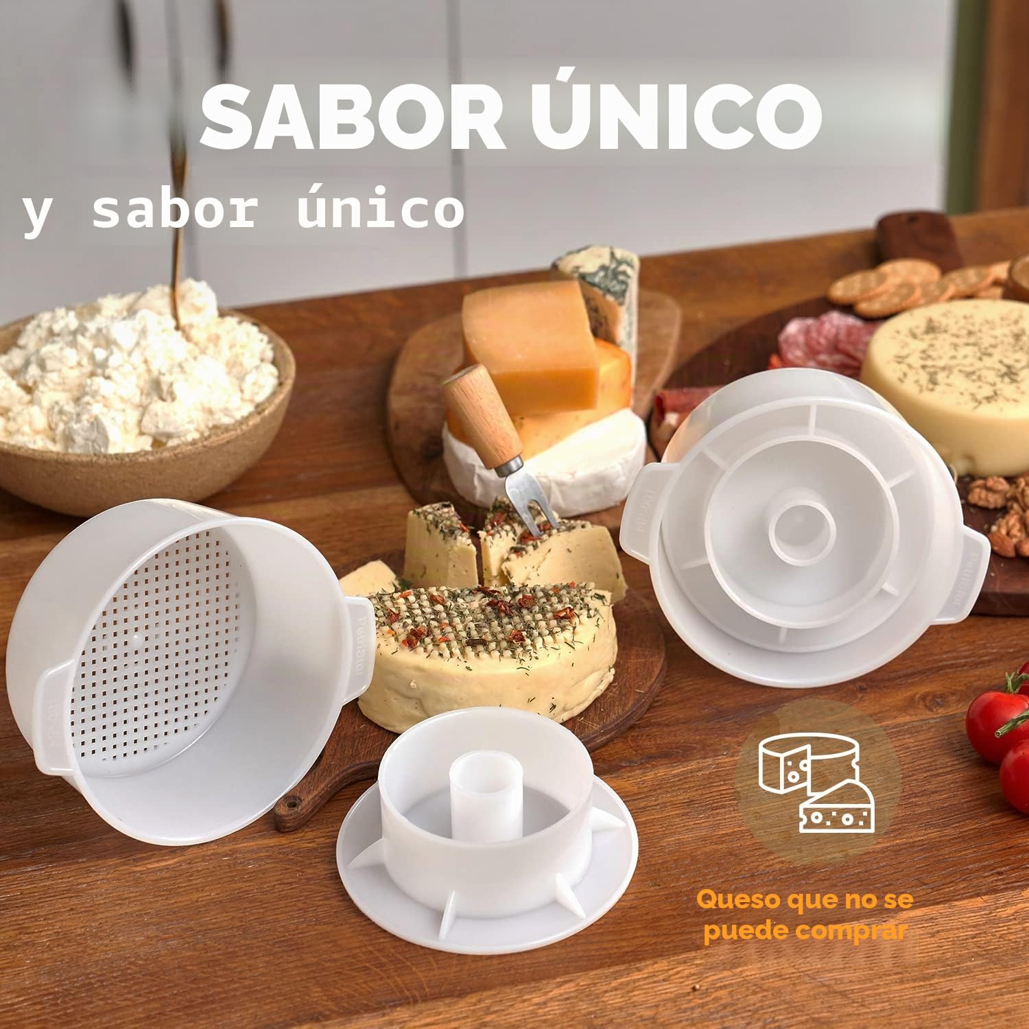 2 moldes para queso con pistón seguidor y gasa – Kit para hacer queso – Suministros para hacer queso – Molde para hacer queso – Cesta para hacer queso – Paño de algodón para colar – Molde para queso