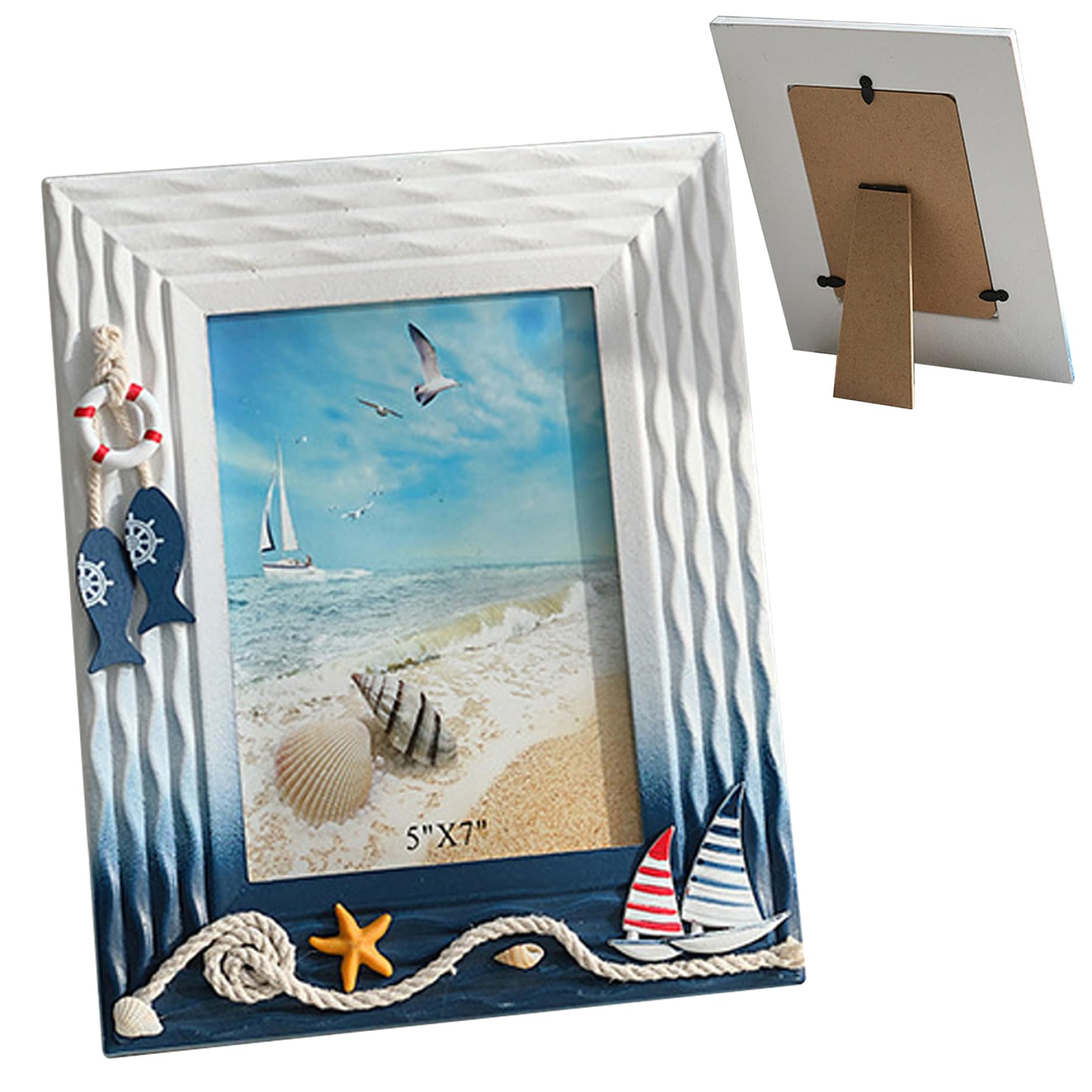 Cadre photo en bois 7x5 pouces style plage pour décoration de table