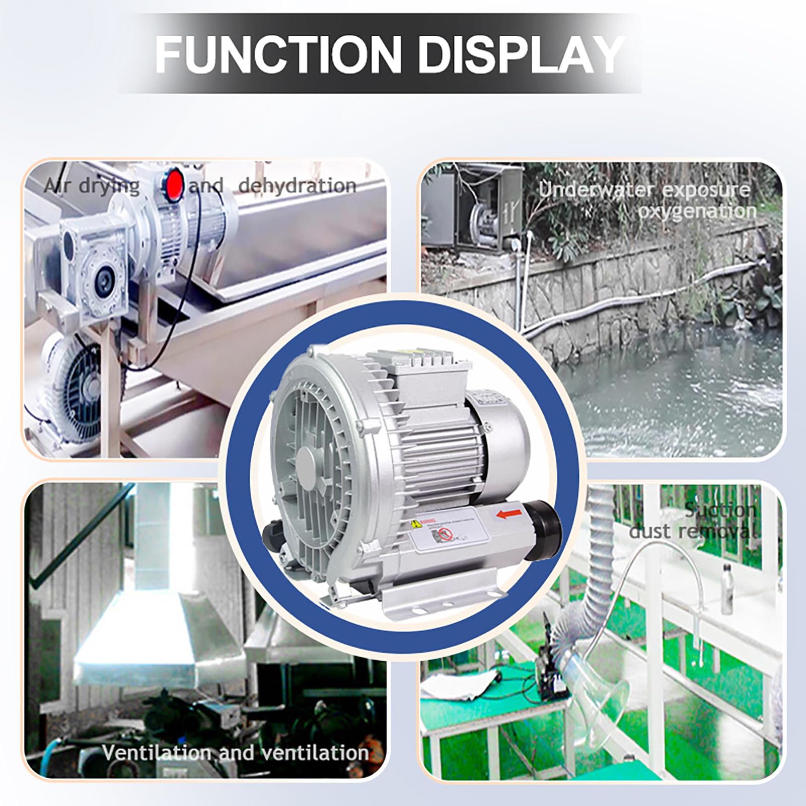 Soplador Regenerativo de Alta Presión 50HZ,Soplador de Vórtice Industrial,Bomba Vacío Industrial Silenciosa Alta Presión para Aireación Aguas Residuales en Acuarios y Estanques