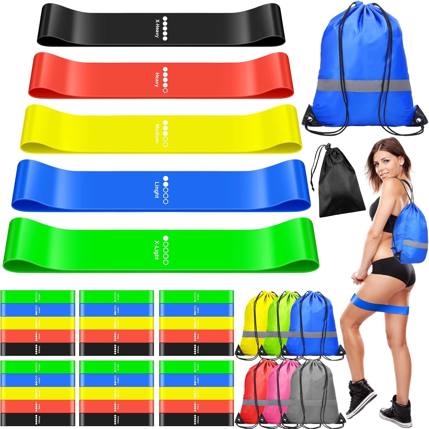 36 Pcs Workout Loop Resistance Bands Bulk, Gym Elastic Bands Set, Gym Elastic Bands