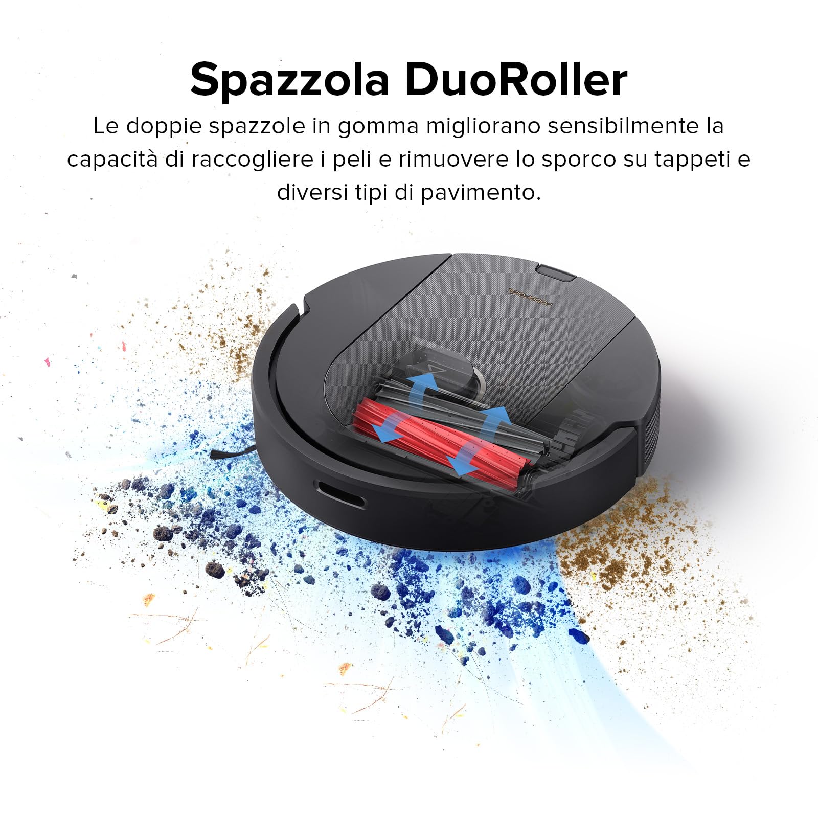roborock Q5 Pro Robot Aspirapolvere Spazzola DuoRoller, 5500Pa, 770ml Cestino della Polvere, 180ml Serbatoio, Autonomia 240min, Aspirapolvere Lavapavimenti Navigazione LiDAR PreciSense, Alexa/APP