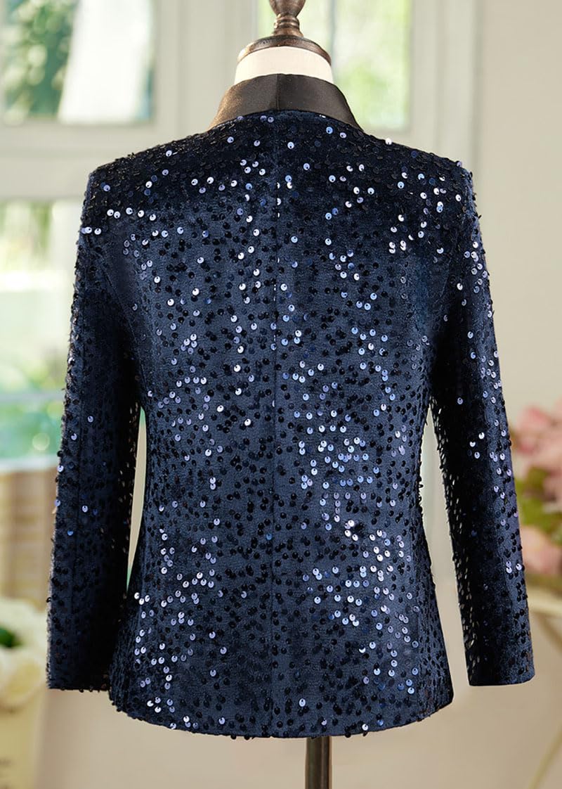 Kids Sparkly Sequin Blazer Formal Jacket Vest Set for Boys Wedding Christmas Party Performance