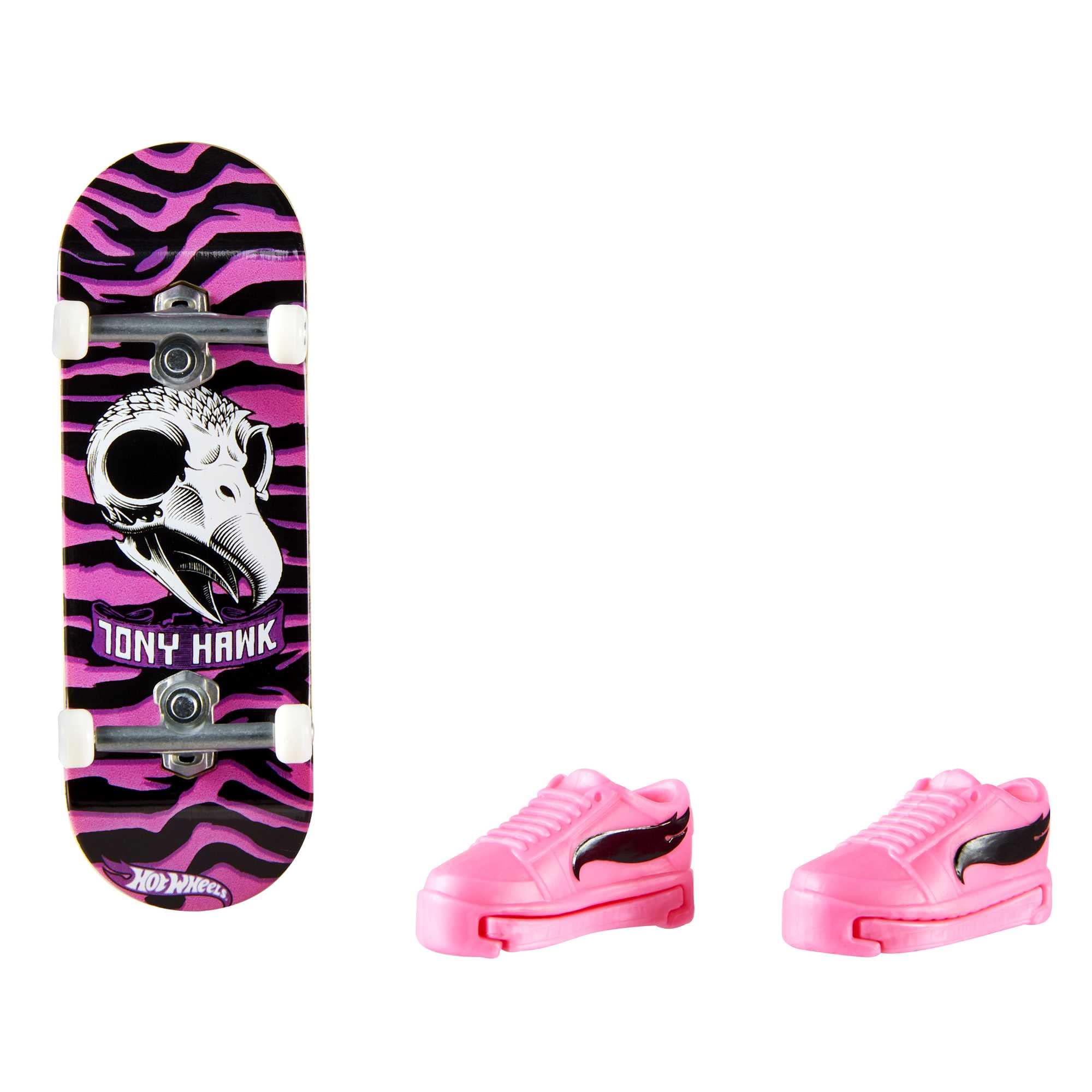 Hot Wheels Skate - Tony Hawk fingerboard e scarpe da skate removibili, progettato in collaborazione con Tony Hawk (Un set a sorpresa tra stili assortiti), giocattolo per bambini 5+ anni, HGT46