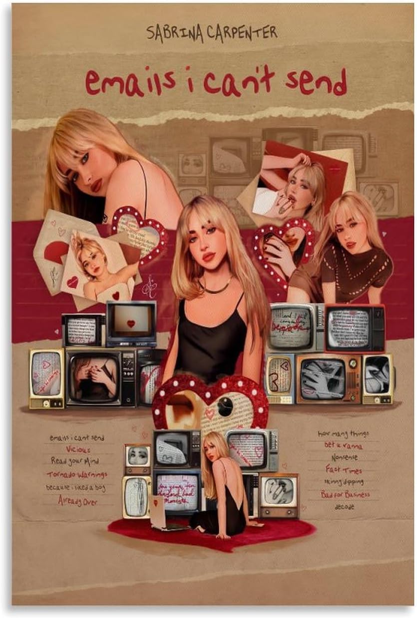 niron Sabrina Carpenter Poster Emails I Can'T Send Music Album Posters Poster Decorative Painting Canvas Wall Art Living Room Posters Bedroom Painting 12x18inch(30x45cm)