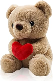 QIGEEKU Teddy Bear, Plush Bear, Teddy with Love, Cuddly Toy Decorative Room Cushion, Soft Cuddly Friends, Plush Teddy Cuddly Toy, Plush Toy, 25 cm, Light Brown