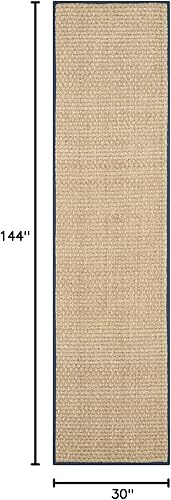 Miniatura 2 de SAFAVIEH Natural Fiber Collection NF114E - Alfombra de pasillo, 2 pies 6 pulgadas x 12 pies, natural y azul, hierba marina, patrón de tejido de