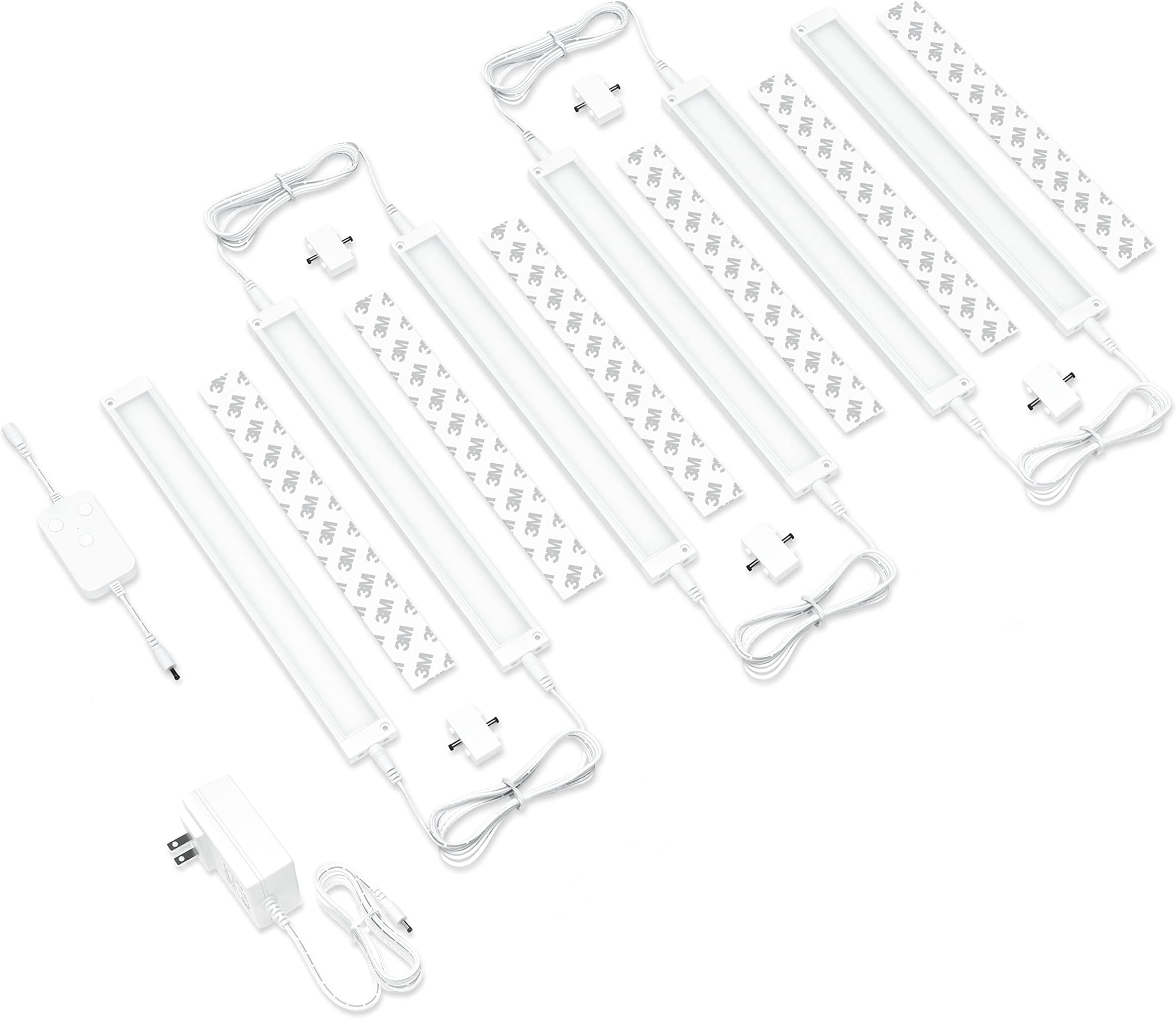 EShine 6 Pack 12 inch White Smart Dimmable LED Under Cabinet Lighting Kit Compatible with Alexa, Google - Warm White (3000K)