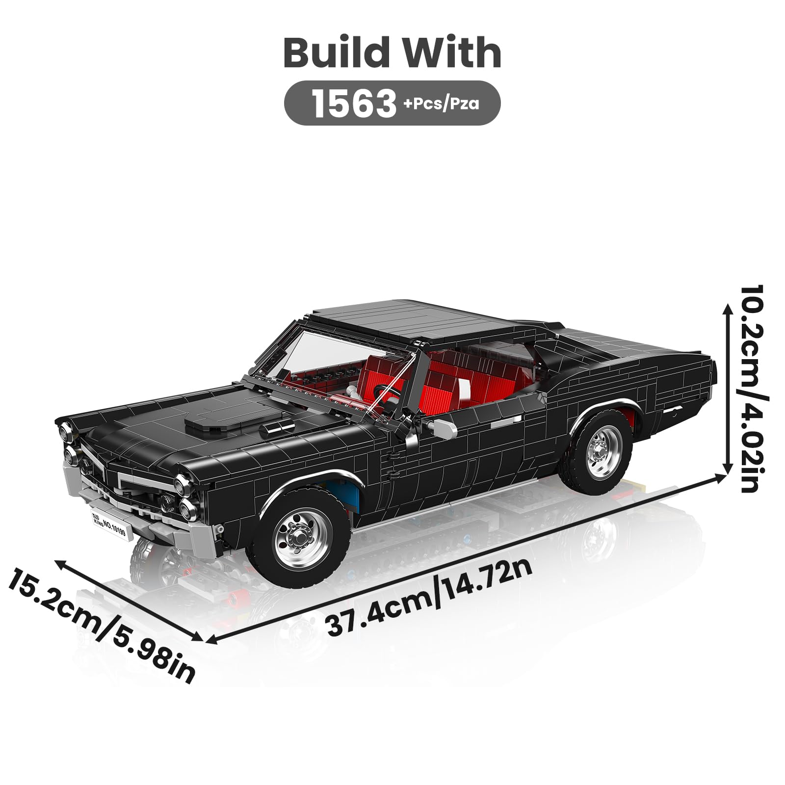 Mould King Auto Bauset, Sportwagen Modell 10199, Speed Champion Cars Bausatz 1563 Teile, Konstruktionsspielzeug für Erwachsene und Kinder ab 14 Jahren