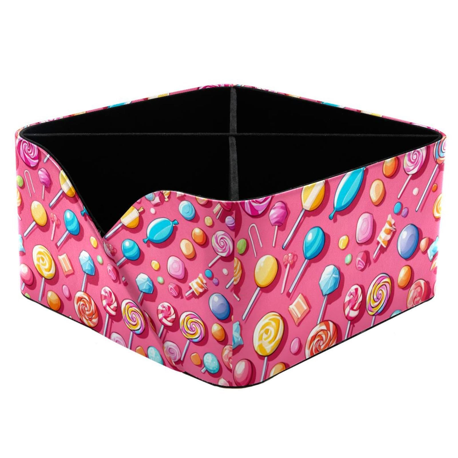 Porte-stylo rectangulaire motif bonbon pour un bureau d'étudiante ordonné