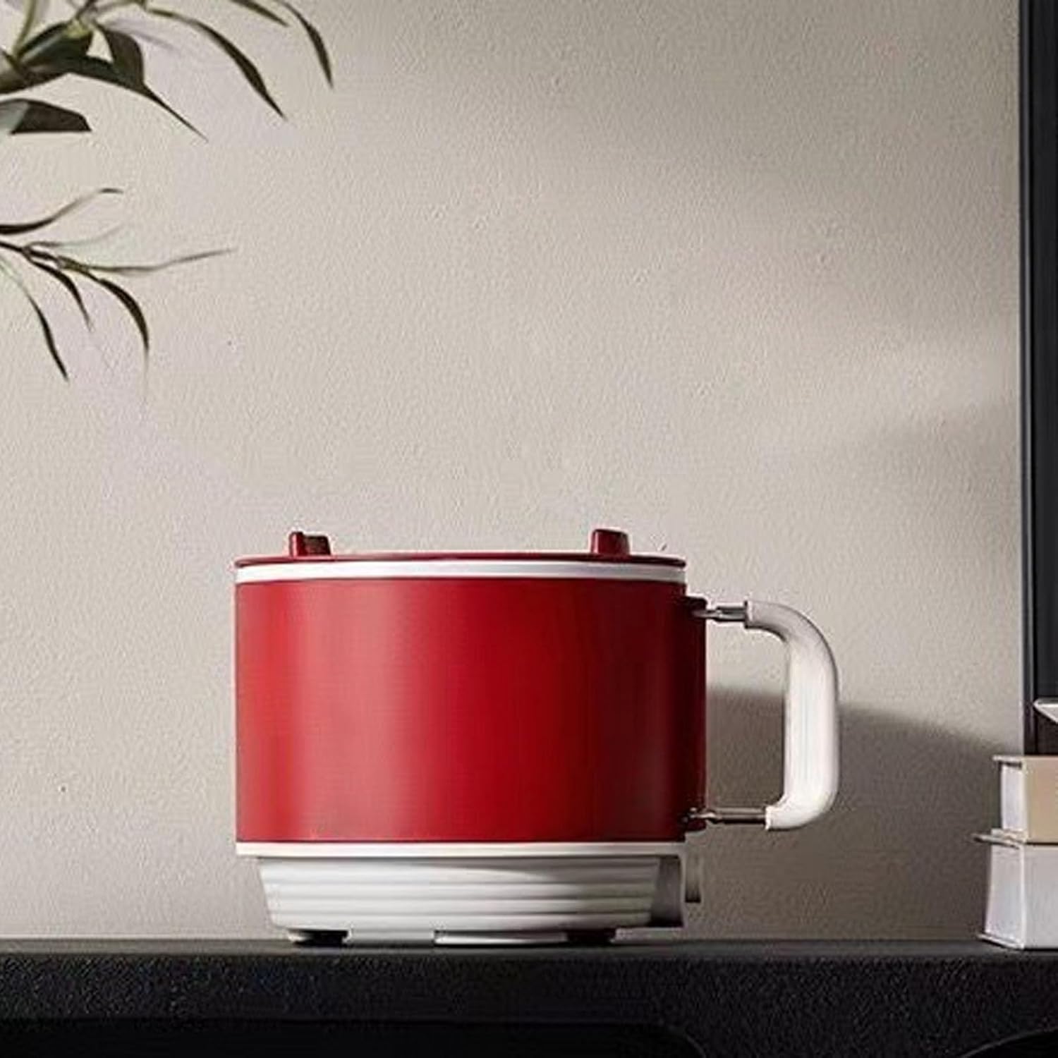 Pssopp Mini Electric Cooker with Foldable Handle, Quick Heating, Multi Functional, Compact Size, Easy to, for Home Kitchen (US Plug)