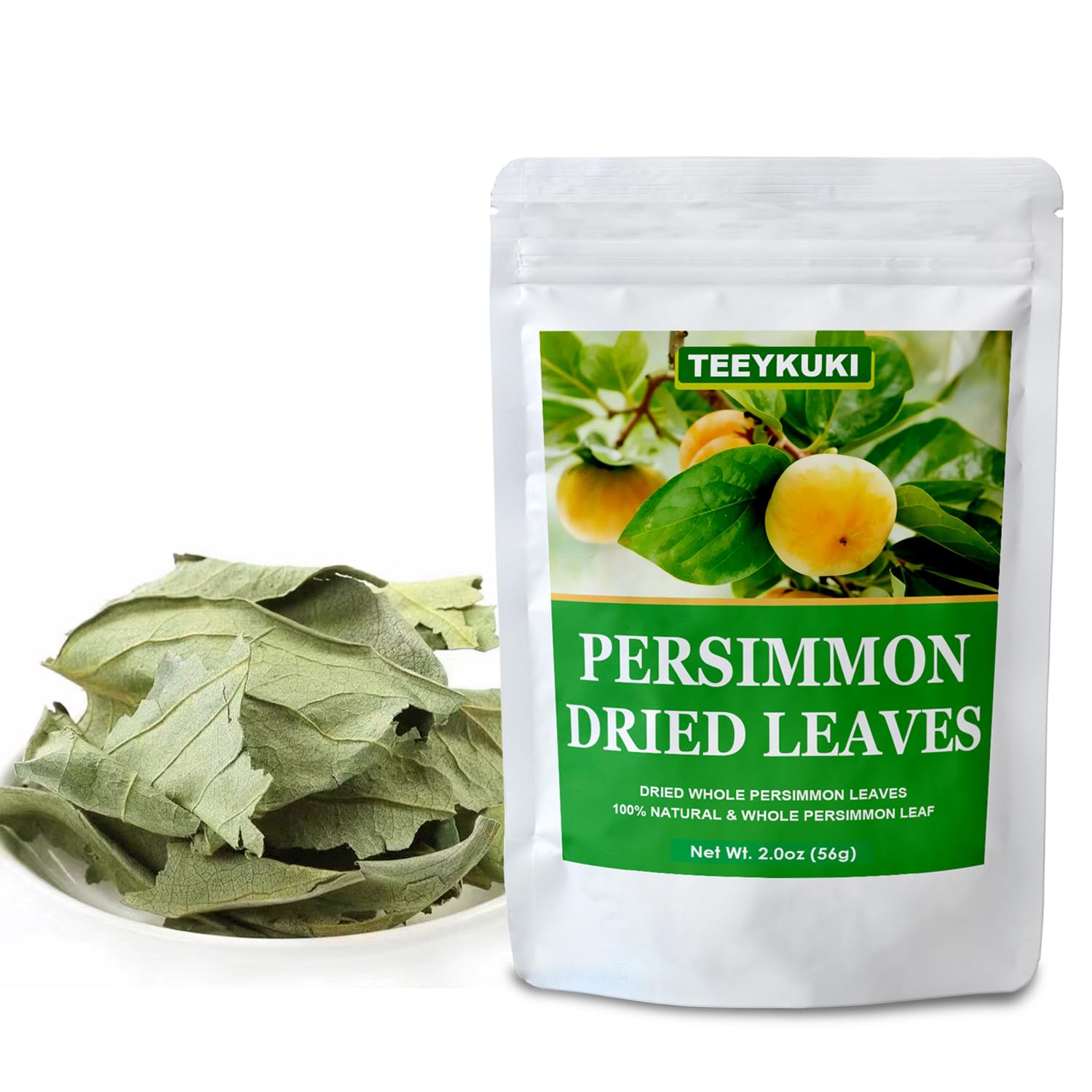 Natural Premium Dried Persimmon Leaves, 2.0oz(56g), Dried Whole Persimmon Leaf Tea, Sun Dried - Image 3
