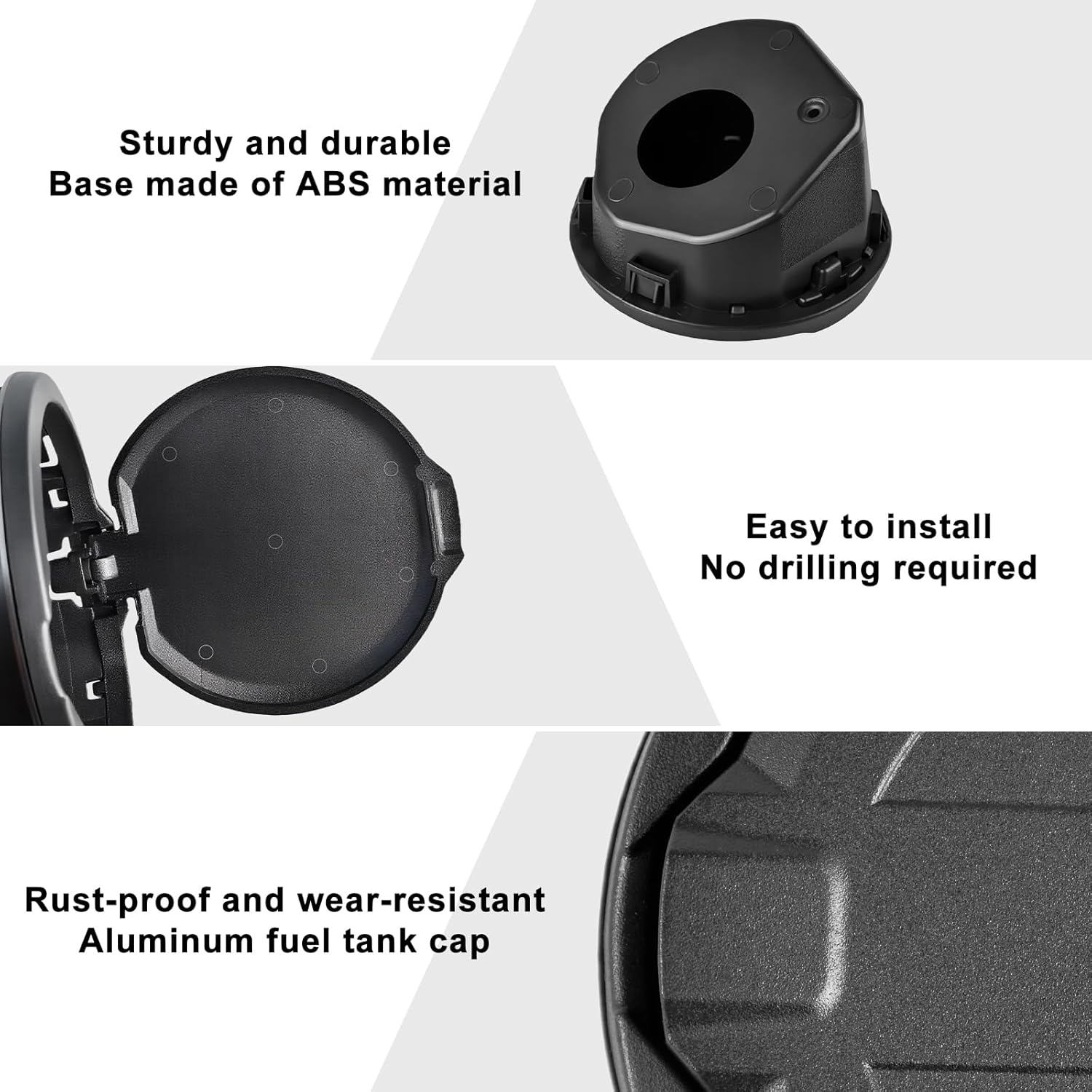 Mupera Aluminum Gas Cap Cover Compatible with 2018-2024 Jeep Wrangler JL & JLU 2 Door 4 Door - Fuel Door with Matte Black Finish, Corrosion-Resistant Exterior Accessory