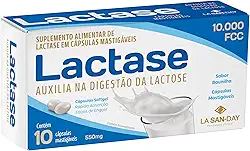 Lactase 10.000 FFC (10 Cápsulas) - É uma enzima que quebra a molécula de lactose (açucar presente no leite e derivados) em glicose e galactose