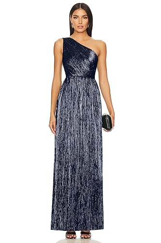 Women's Elegant Maxi Formal Dresses One Shoulder Pleated A-Line Long