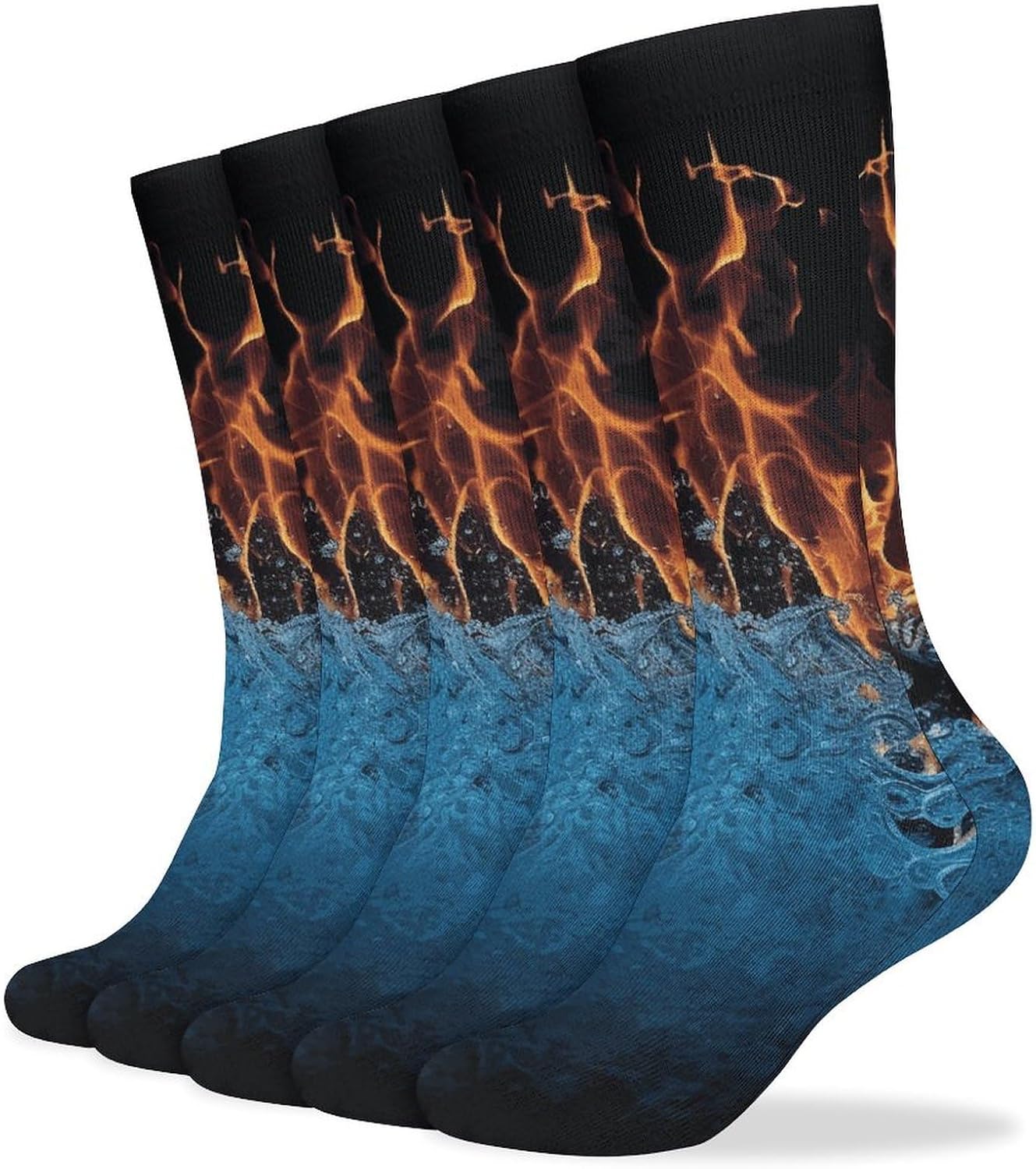 Ice Fire Knee High Socks Cozy Knee High Socks Soft Mid-Length Sock for All Seasons Daily Wear Adult