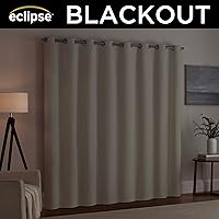 Vista 4 de Eclipse Kendall - Cortina extra ancha con ojales, panel de cortina corrediza para puerta de patio, aislamiento térmico con textura sólida