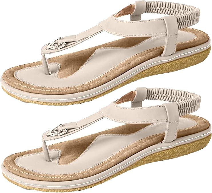 Amazon.com | New Summer Women Sandals Flat Casual Single Shoes Soft Rhinestone Sandals brown 