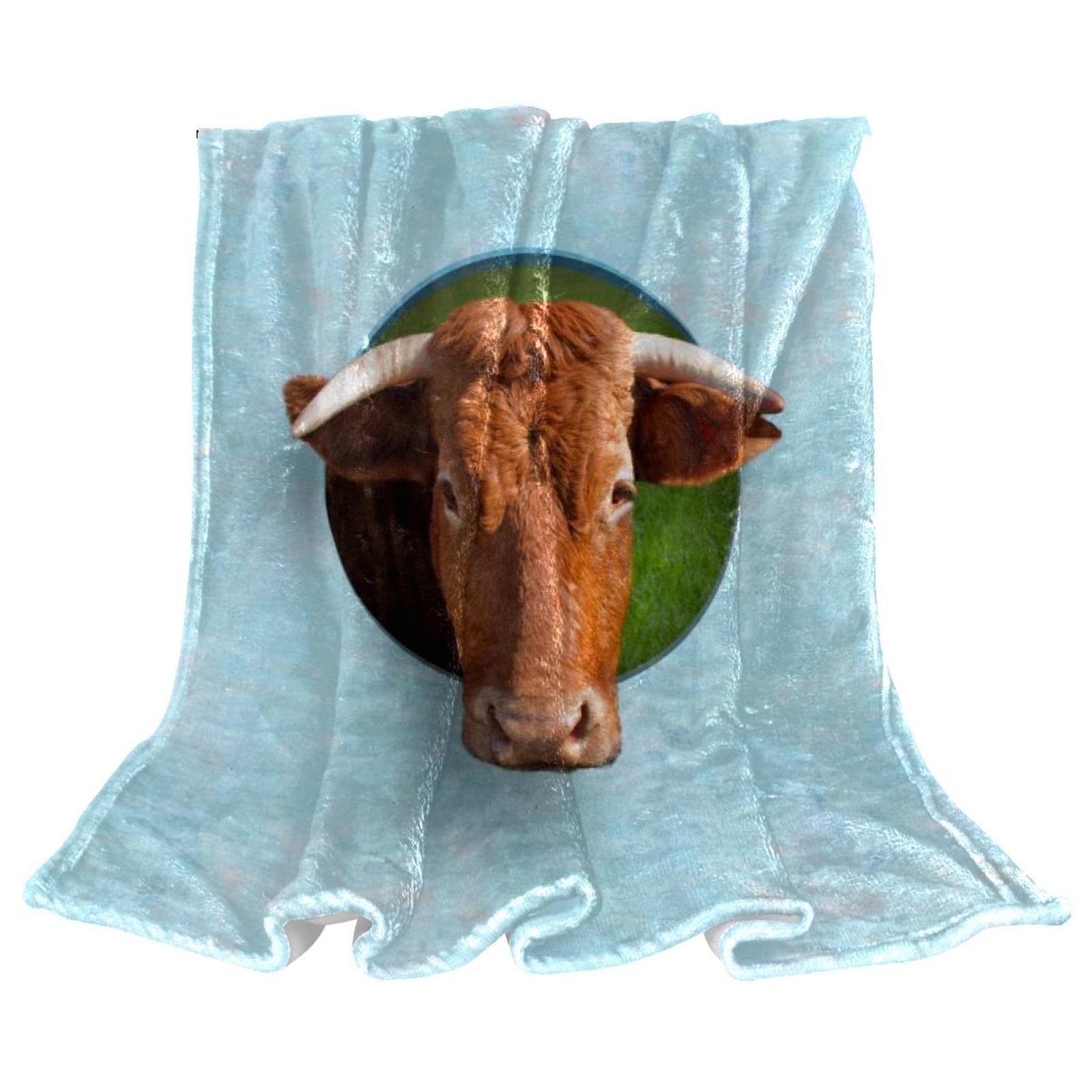 Couverture polaire tête de taureau jeté de canapé plaid d'appoint léger