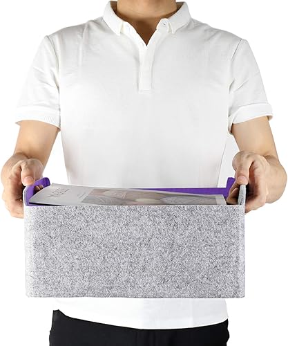 Miniatura 2 de Welaxy Cestas de almacenamiento plegables de fieltro, cubos de almacenamiento para estantes, caja de fieltro para niños, juguetes, revistas, libros,