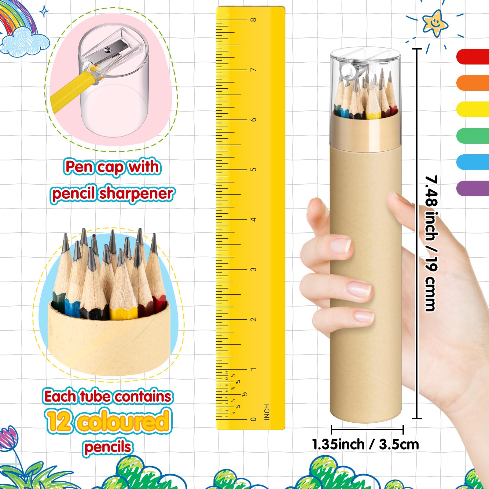 Paquete de 48 lápices HB #2 a granel en tubo con sacapuntas de colores surtidos, lápices preafilados con revestimiento de madera para niños y adultos, regalos de fiesta, premio de aula