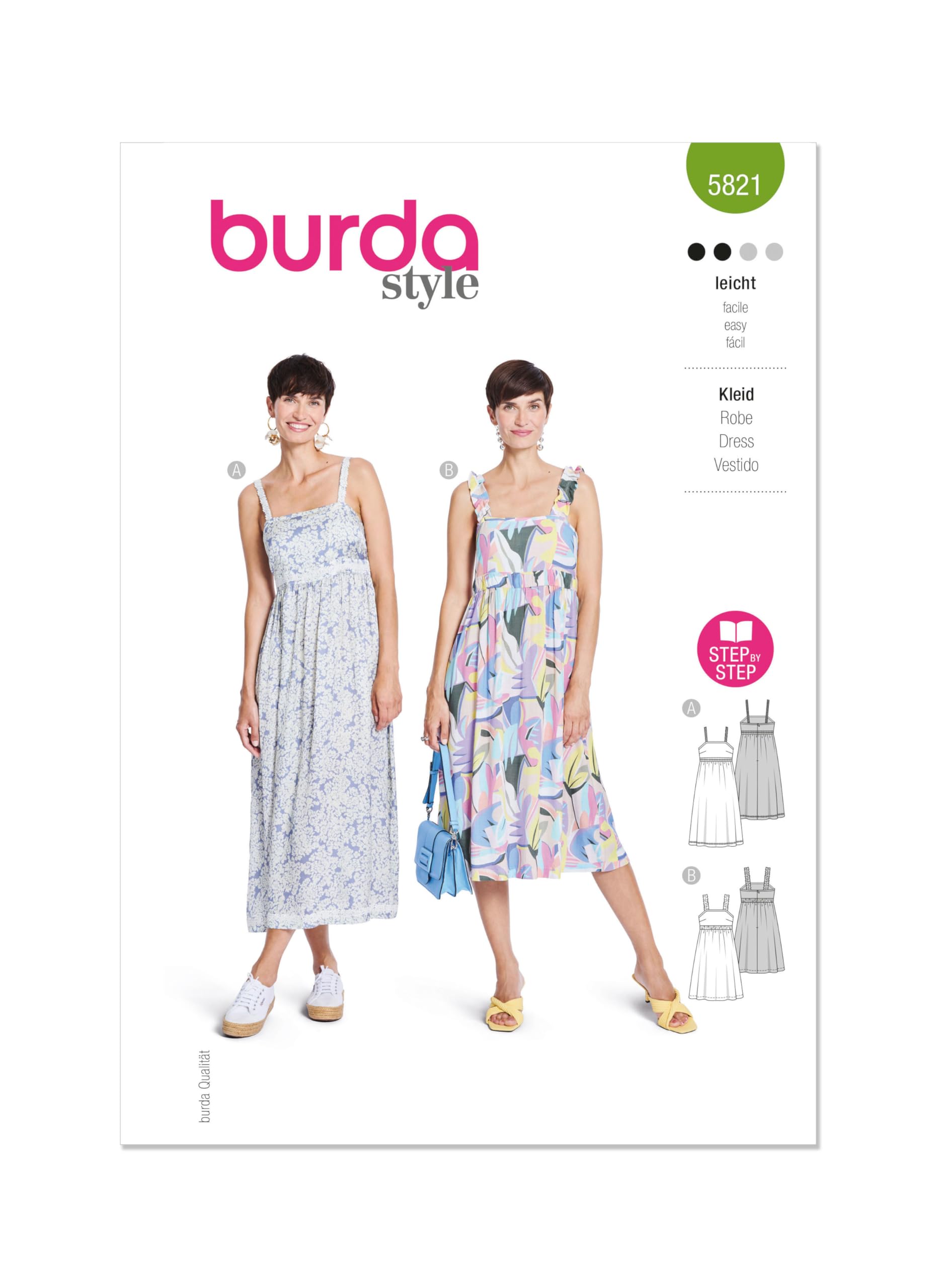 Burda Paper Sewing Pattern 5821 Dresses 8-18 (34-44)