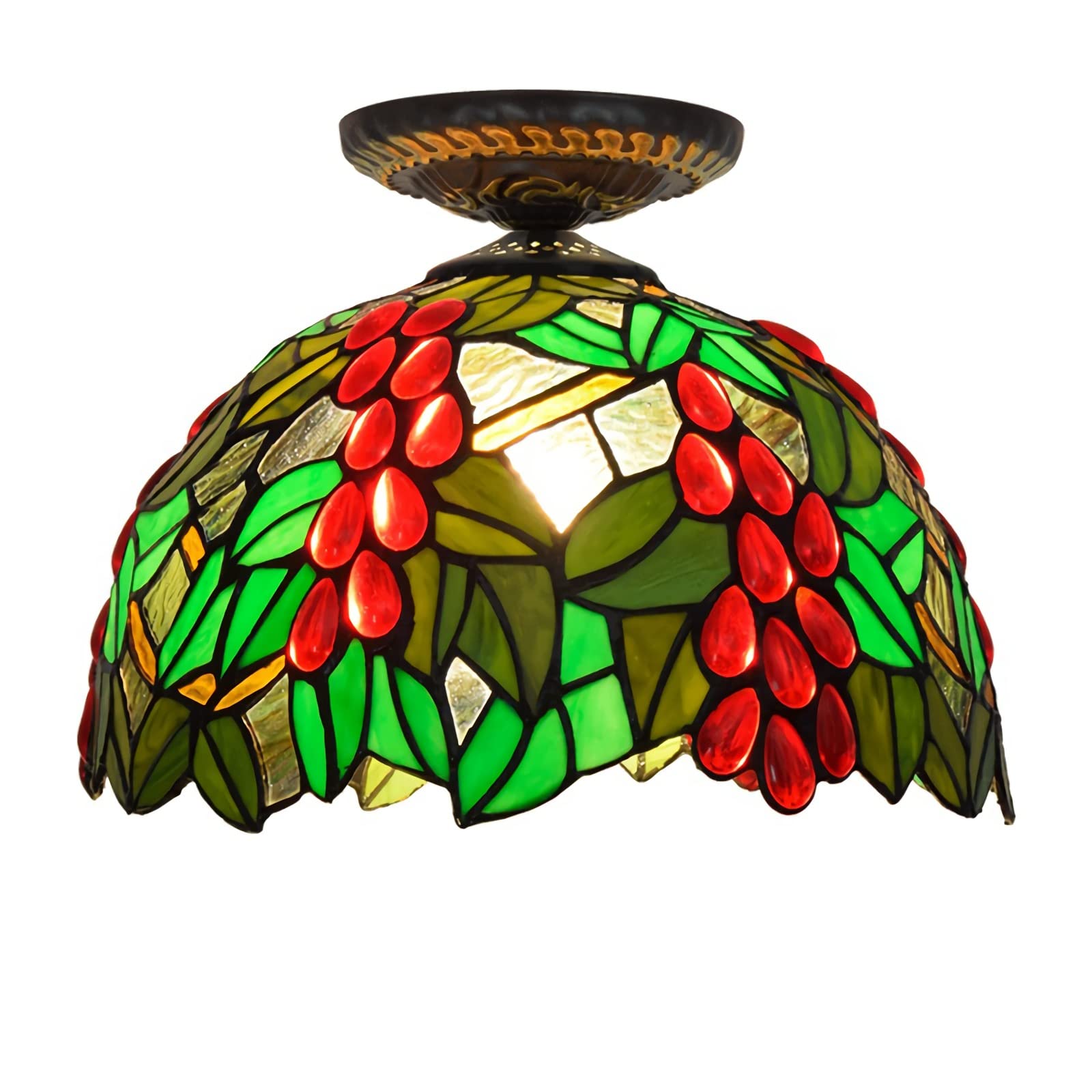 Lustres en vitrail de style Tiffany 12 pouces plafonnier Victoria contre lumière agressive