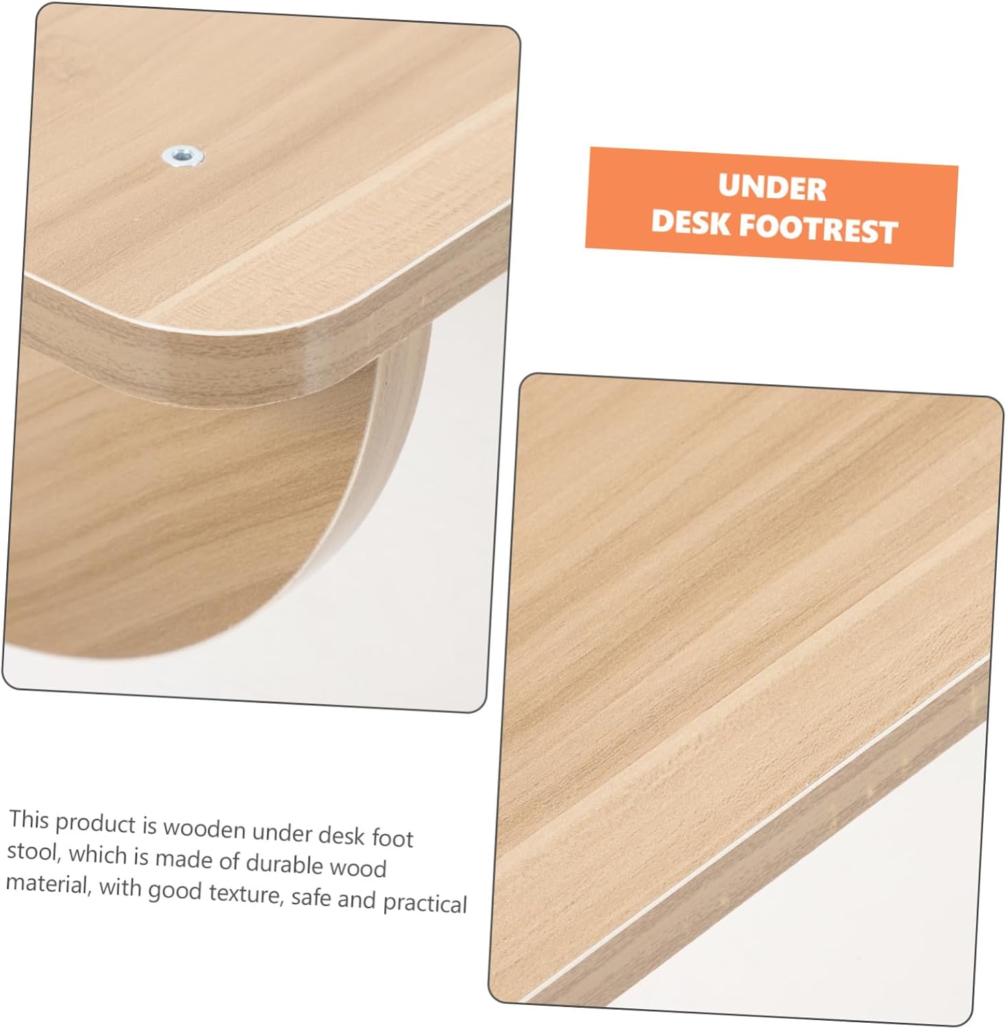 Wooden Footstool Under Desk Ergonomic Footrest for Home and Office Sturdy Load-Bearing Footrest with Premium Comfortable Support for Legs and Feet Medium Random Color