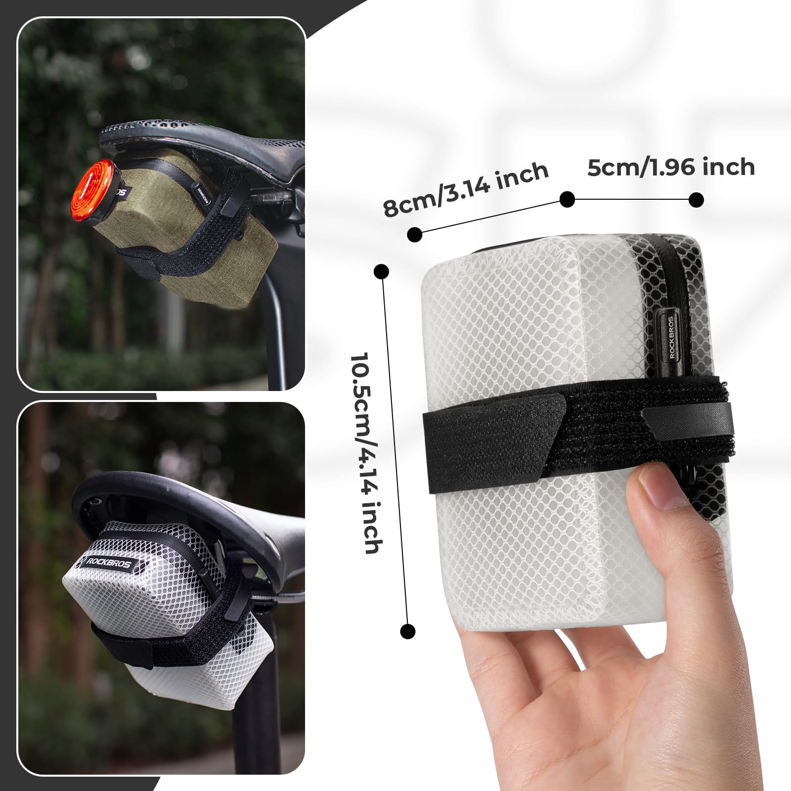 ROCKBROS Fahrrad Satteltasche Mini fahrradtasche wasserdichte und Leichte Sattelstützentasche für Rennräder MTB Kompakt und Tragbar Fahrradzubehör
