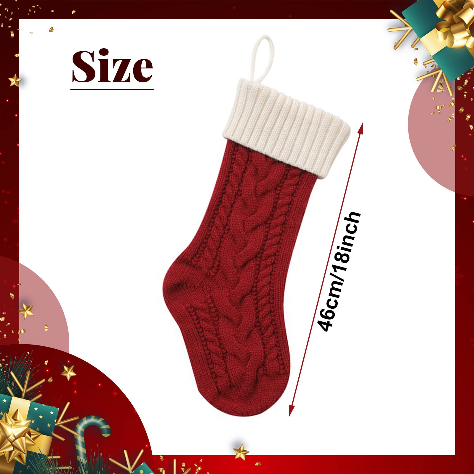 Chaussette De Noël Personnalisée Avec Nom Personnalisé Pour Famille, Grande Chaussette De Noël Tricotée Pour Enfants, Vacances Et Famille Pour Cheminée, Décoration De Fête De Noël (1 Pièce, 45,7 Cm